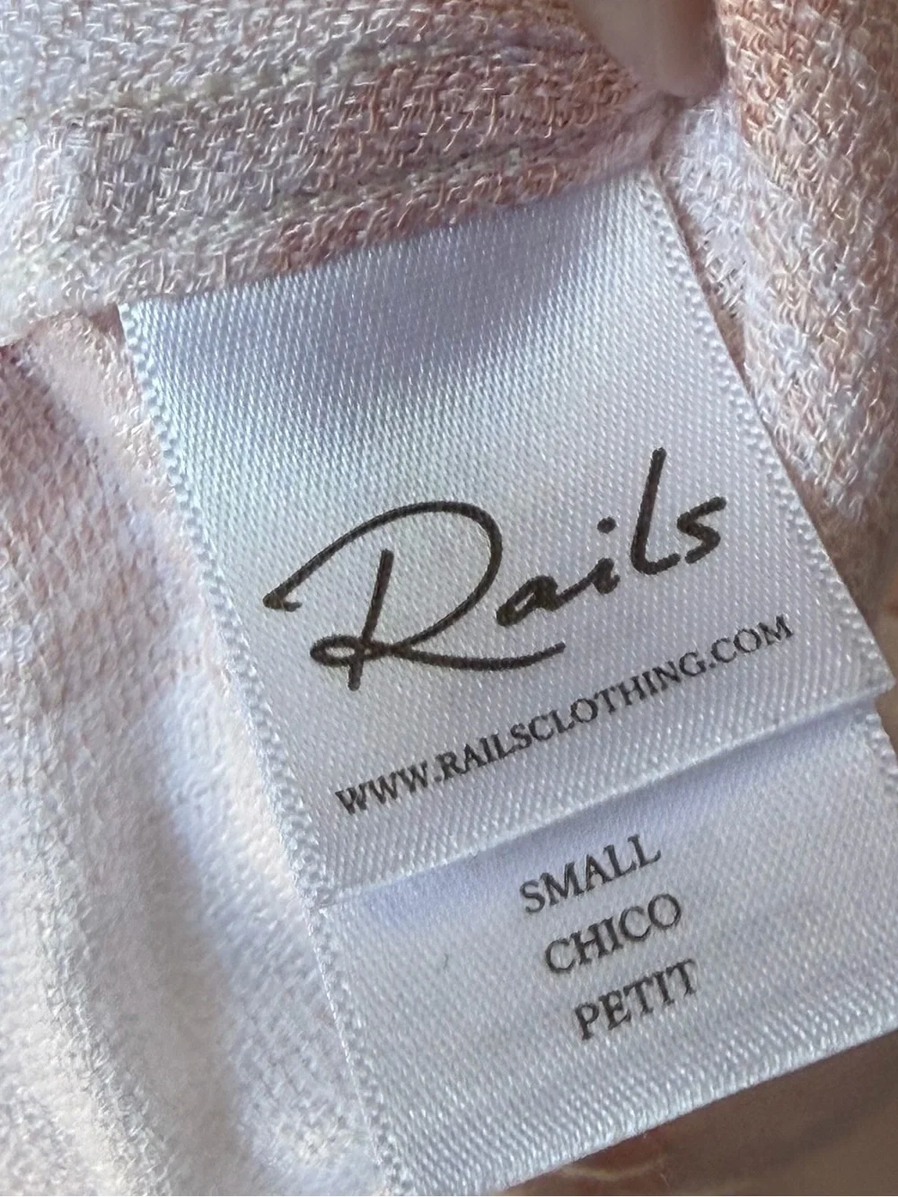 Rails Oversized Blush Pink & White Plaid Button Up Shirt Size S - Picture 4 of 6